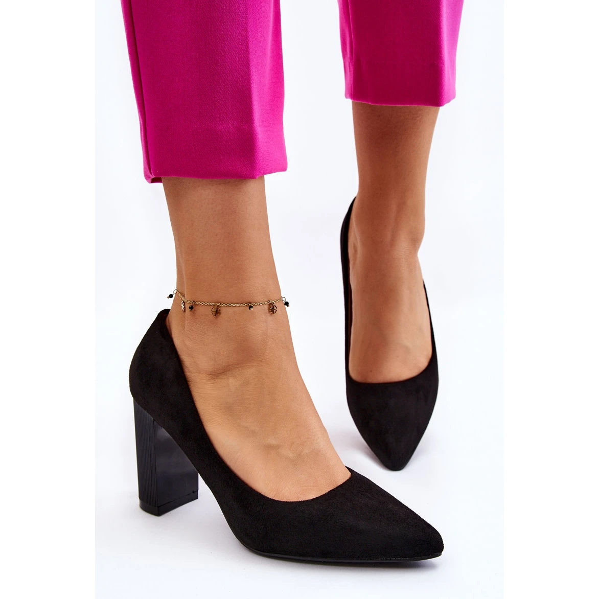 PS1 Escarpins En Daim Sur Un Talon à La Mode Noir Estellia Le Noir – Image 5