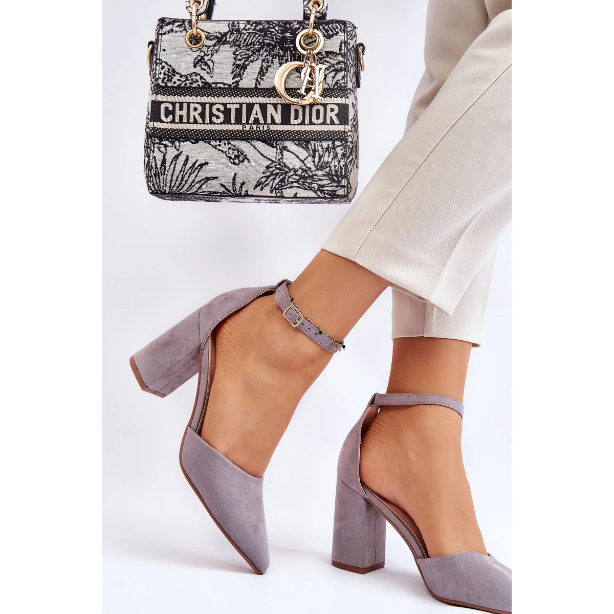 PS1 Escarpins Talon Daim Gris Lexie – Image 2