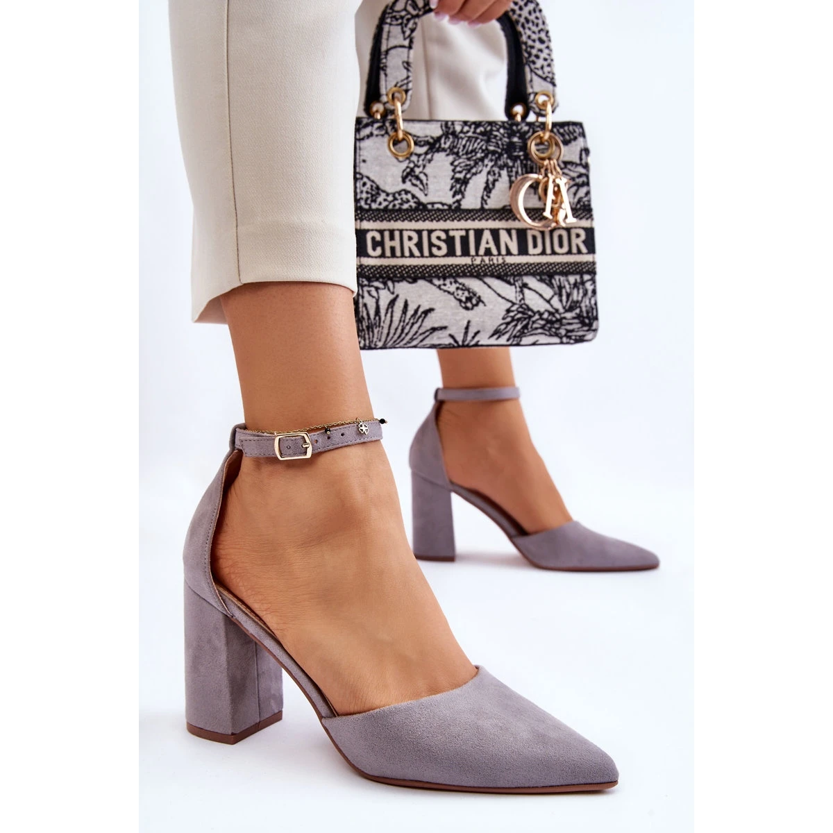 PS1 Escarpins Talon Daim Gris Lexie – Image 3