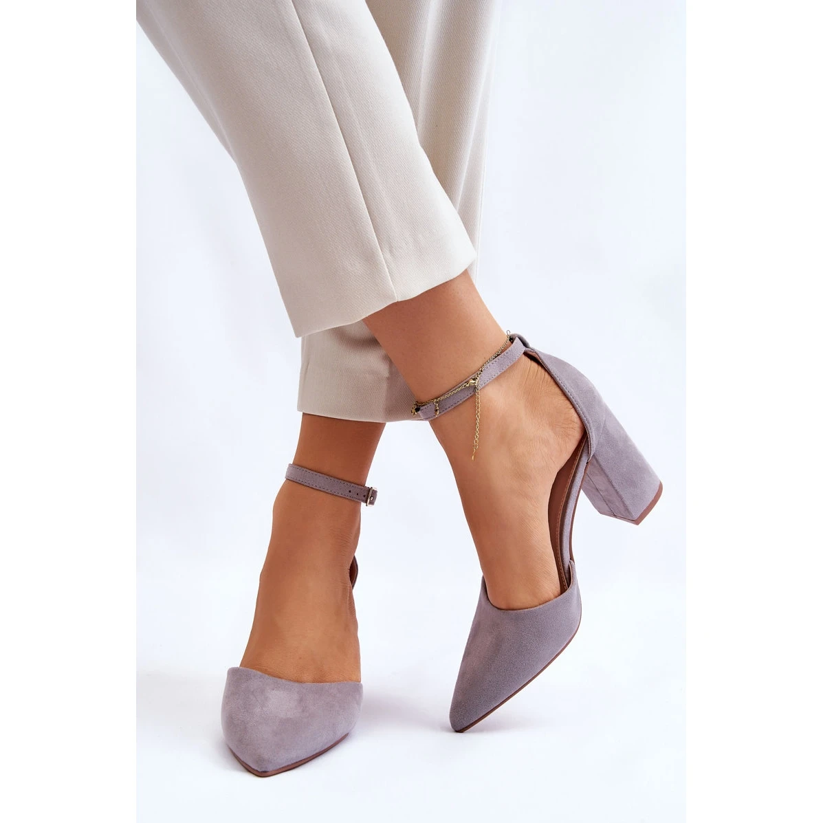 PS1 Escarpins Talon Daim Gris Lexie – Image 4