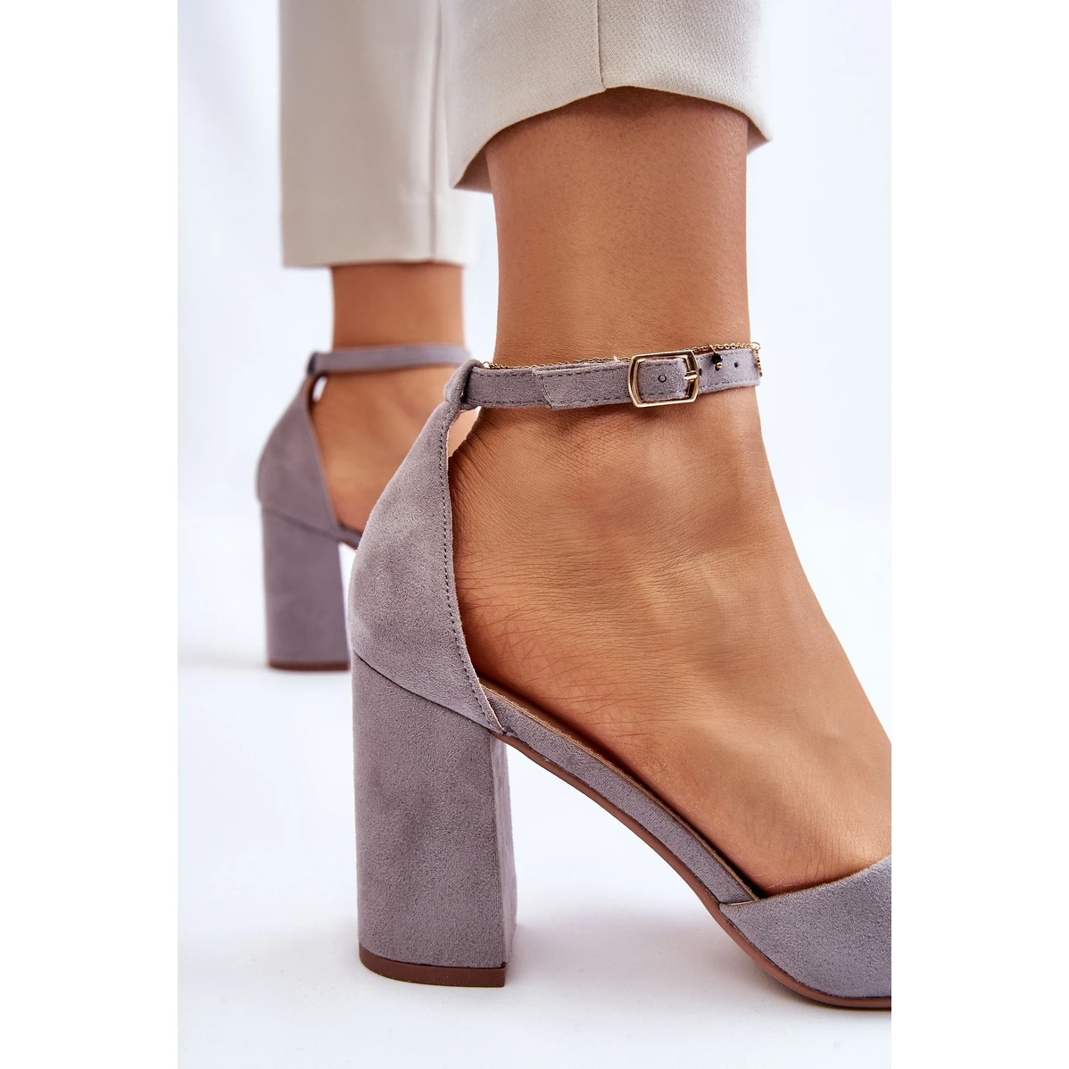 PS1 Escarpins Talon Daim Gris Lexie – Image 5