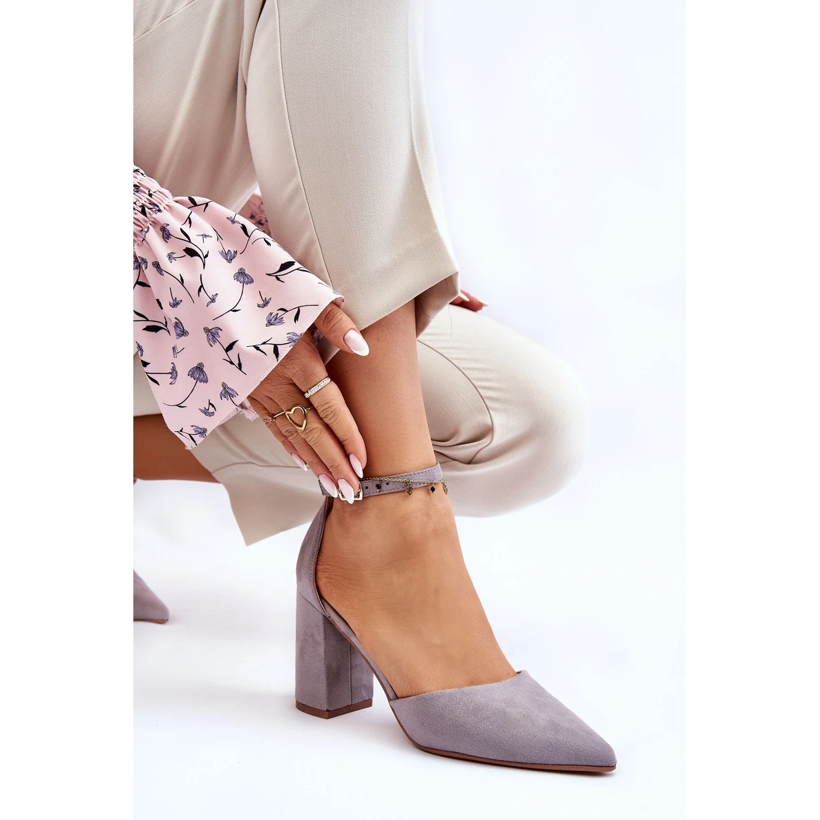 PS1 Escarpins Talon Daim Gris Lexie – Image 6