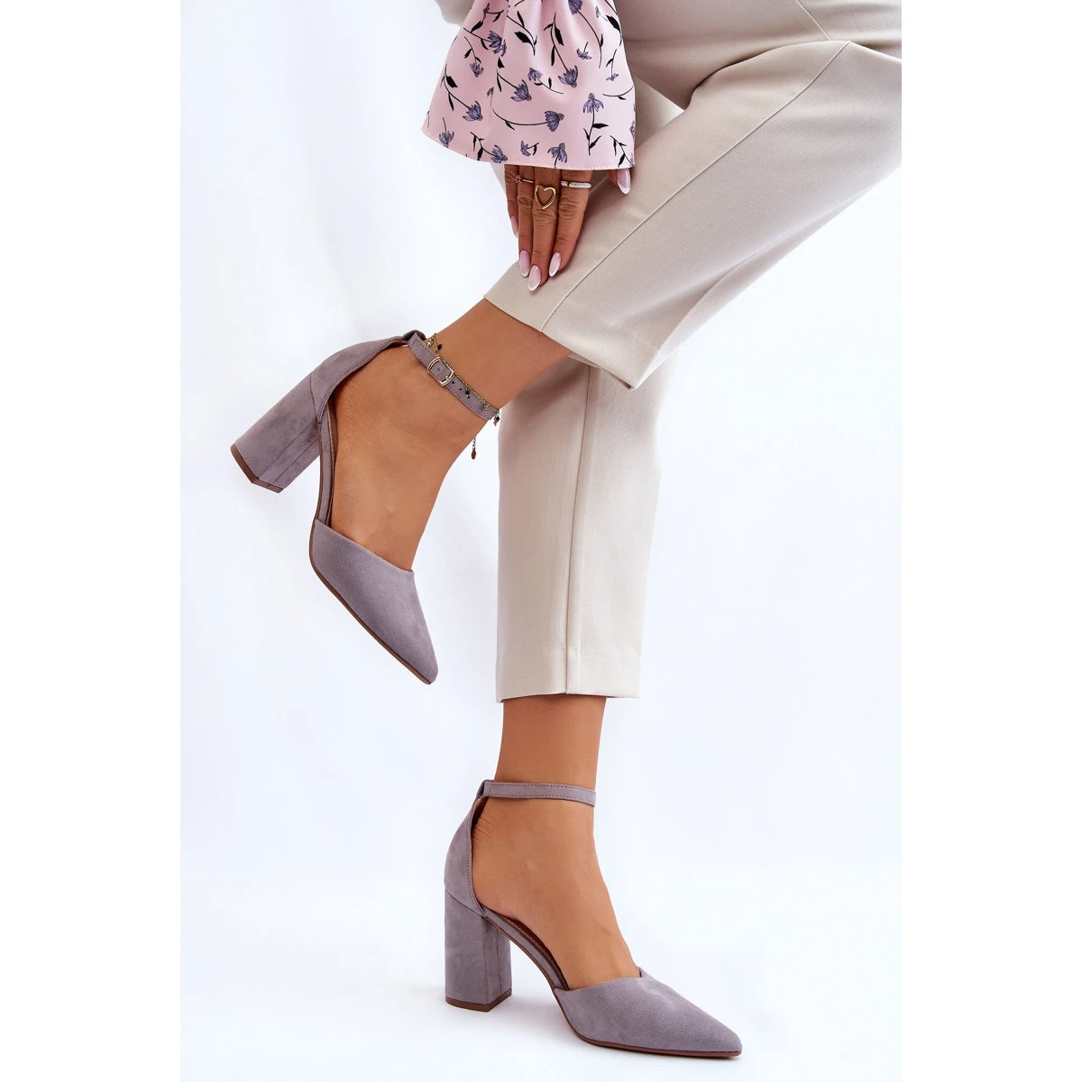 PS1 Escarpins Talon Daim Gris Lexie – Image 7