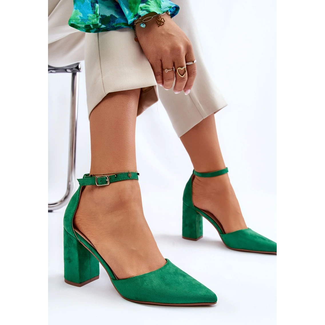 PS1 Escarpins Talon Daim Vert Lexie – Image 8