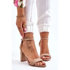 PS1 Sandales à Talons En Daim Beiges Classiques Amina Brun