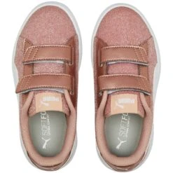 Puma Smash V2 Glitz Glam V PS Jr Chaussures 367378 29 Beige D'or