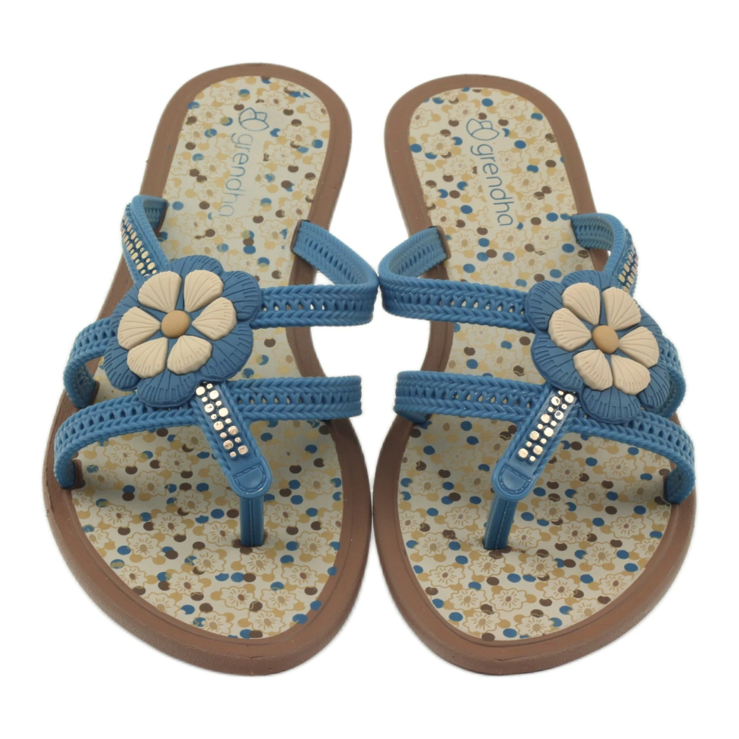 Rider Chaussures Tongs Pour Enfants Avec Une Fleur Pour L'eau Grendha Bleu – Image 4