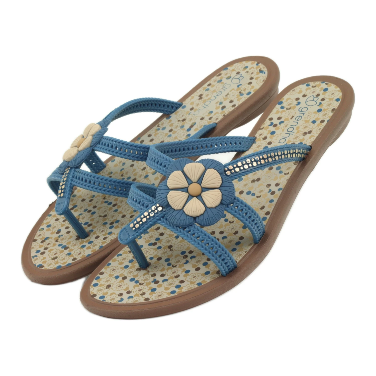 Rider Chaussures Tongs Pour Enfants Avec Une Fleur Pour L'eau Grendha Bleu – Image 5