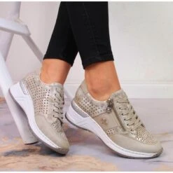 Rieker N4327-80 Chaussures Compensées Pour Femmes Beiges