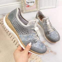 Rieker W N4255-12 Chaussures De Sport Ajourées Bleu