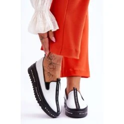 S.Barski Baskets à Enfiler En Cuir Pour Femmes Blanc Nathalie Blanche