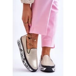 S.Barski Baskets à Enfiler En Cuir Pour Femmes Doré Ottavia D'or