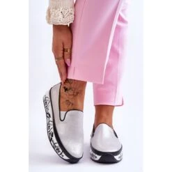 S.Barski Baskets En Cuir à Enfiler Pour Femmes Argent Ottavia