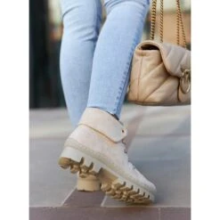 S.Barski Boots Daim Tied Dalles Beige Clair