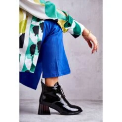 S.Barski Boots Laquées Cristel Noires Zippées Femme Le Noir