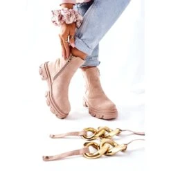 S.Barski Bottes Chaudes Femme Jodhpur Boots Beige Visione