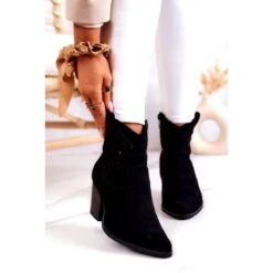 S.Barski Bottes De Cowboy Noires En Daim Pour Femmes Devon Le Noir