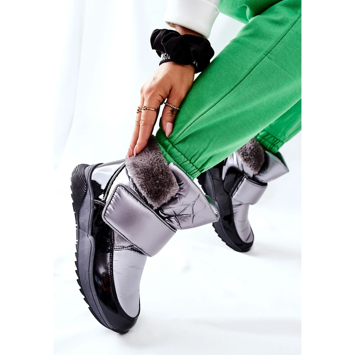 S.Barski Bottes De Neige Chaudes Femme Gris Evamia Argent – Image 3