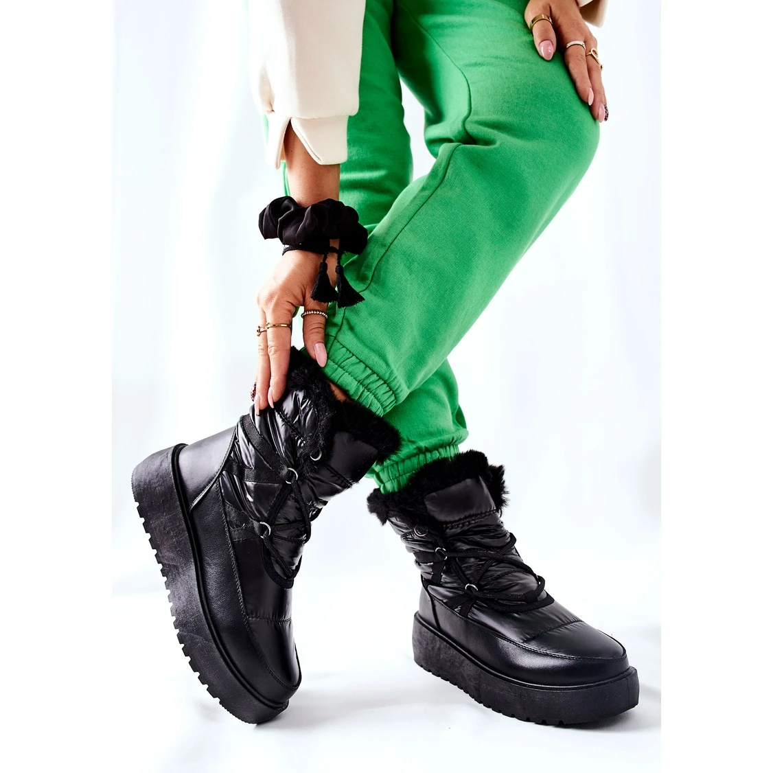 S.Barski Bottes De Neige Chaudes Noires Gordian Pour Femmes Noires Le Noir – Image 2