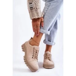 S.Barski Chaussures En Daim Pour Femmes Tied Beige Mayson