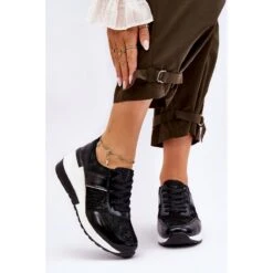 S.Barski Crosby Baskets Compensées En Cuir Pour Femme Noir Le Noir