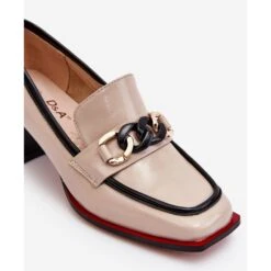 S.Barski Escarpins Confortables à Talons Bas Beige Valenti Le Noir