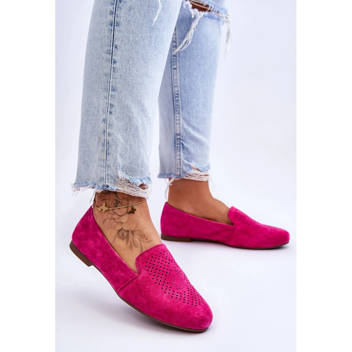 S.Barski Mocassins Confortables Daim Fuchsia Giovana Rose – Image 3