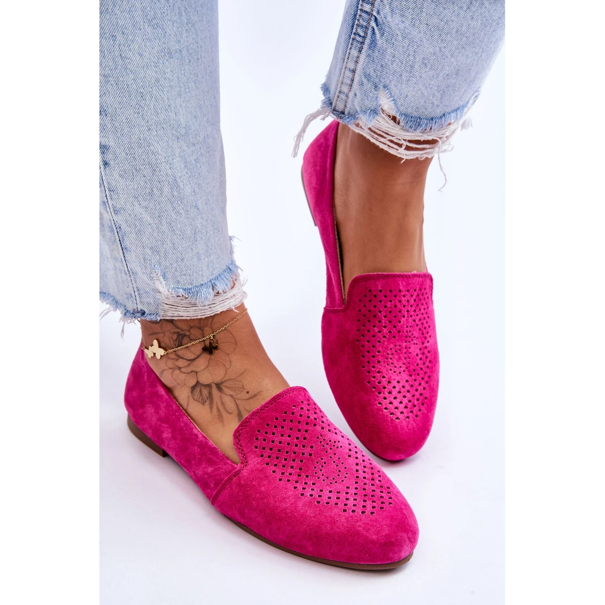 S.Barski Mocassins Confortables Daim Fuchsia Giovana Rose – Image 4