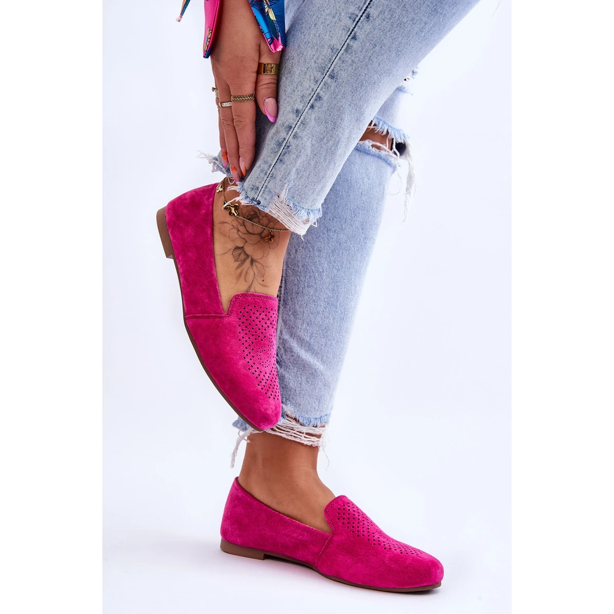 S.Barski Mocassins Confortables Daim Fuchsia Giovana Rose – Image 5