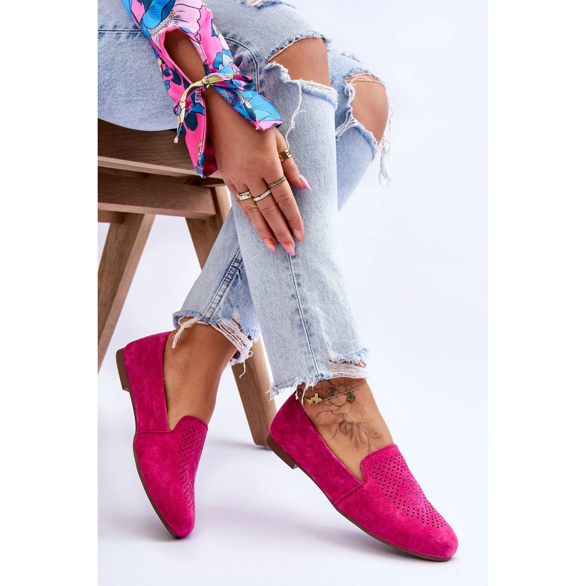 S.Barski Mocassins Confortables Daim Fuchsia Giovana Rose – Image 6
