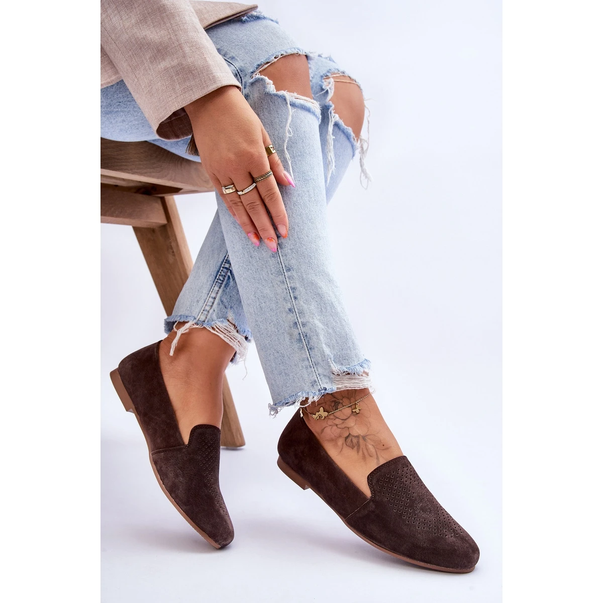 S.Barski Mocassins Confortables Daim Marron Giovana Brun – Image 5