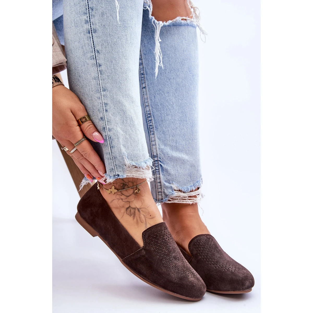 S.Barski Mocassins Confortables Daim Marron Giovana Brun – Image 6