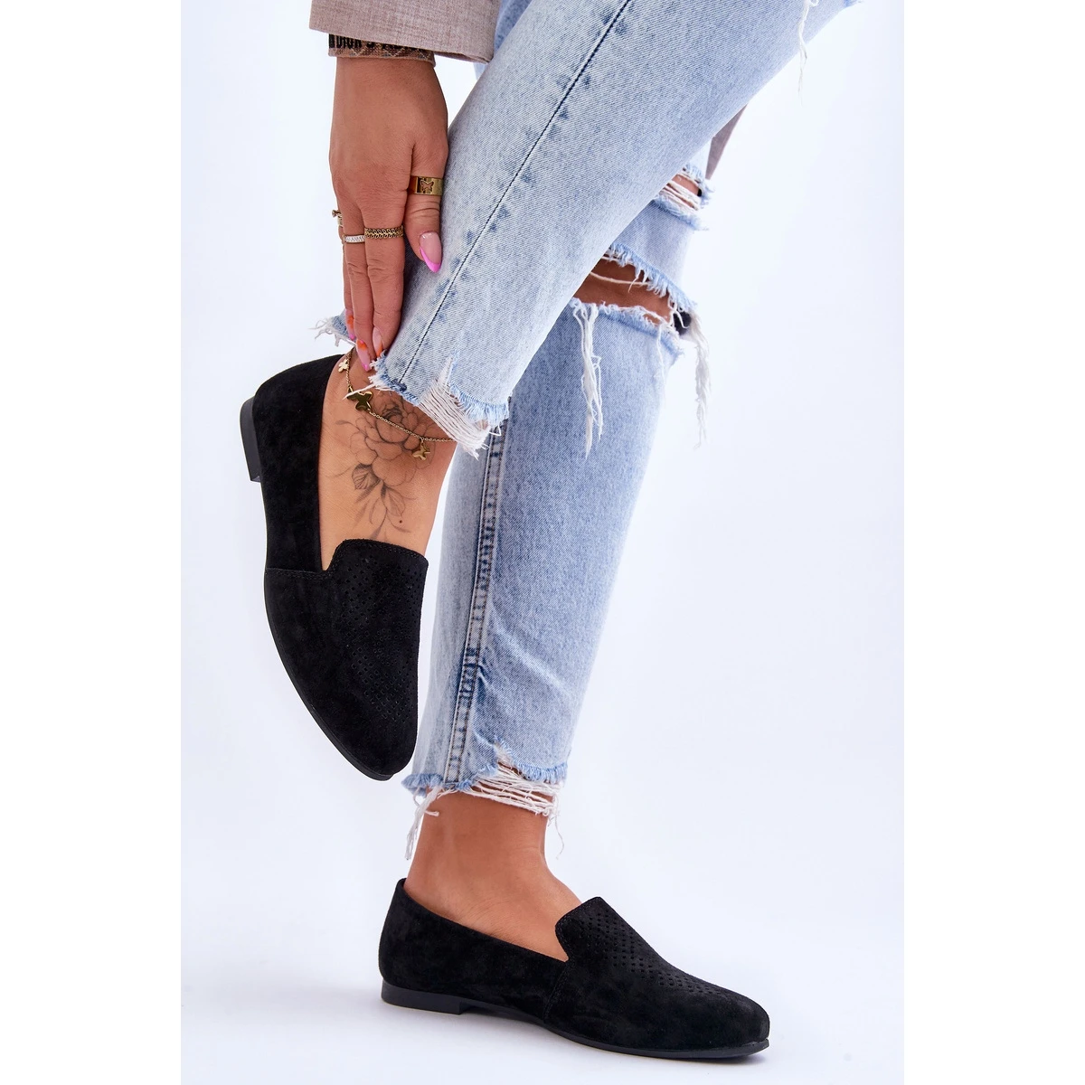 S.Barski Mocassins Confortables Daim Noir Giovana Le Noir – Image 3