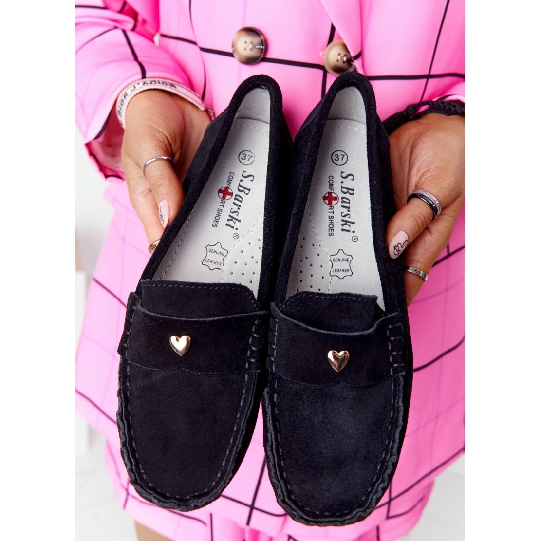 S.Barski Mocassins Femme En Daim De S. Bararski Noir Le Noir – Image 5