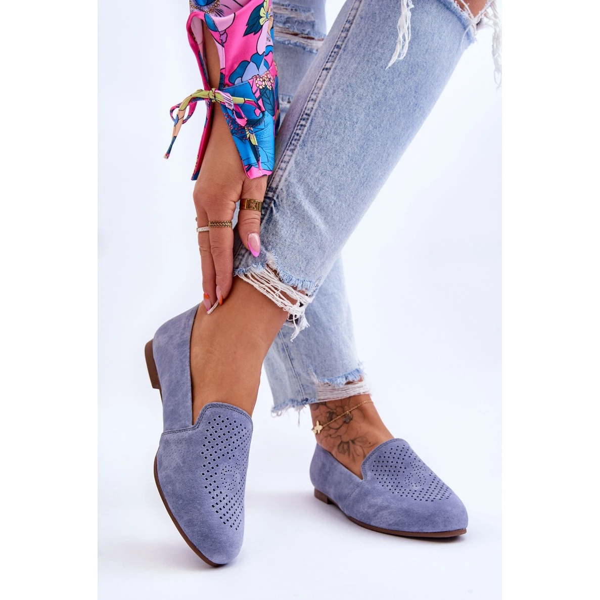 S.Barski Mocassins Giovana Bleus Confortables En Daim – Image 3