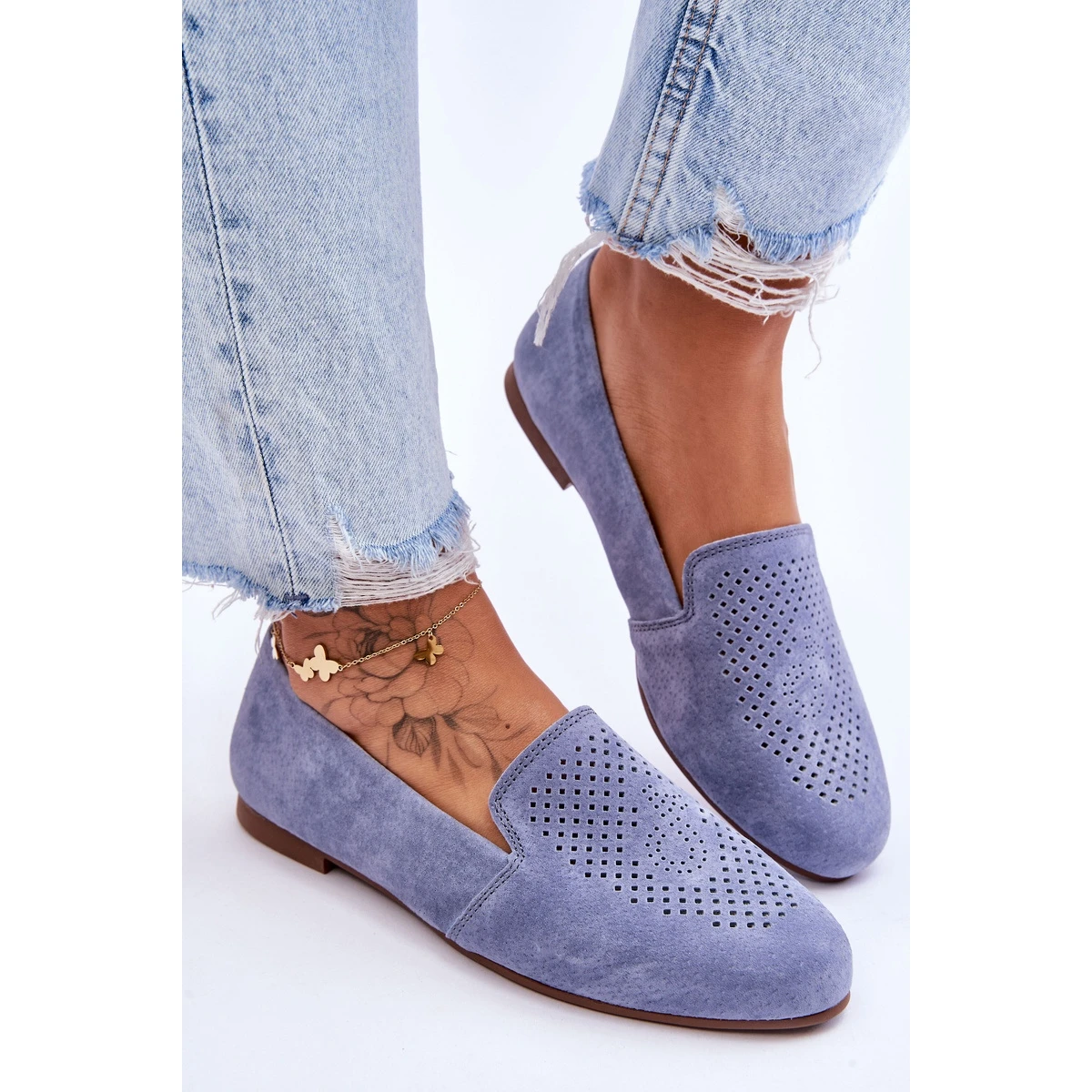 S.Barski Mocassins Giovana Bleus Confortables En Daim – Image 5