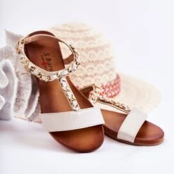 S.Barski Sandales Enfant Avec Boucle Beige Letto ['beige']