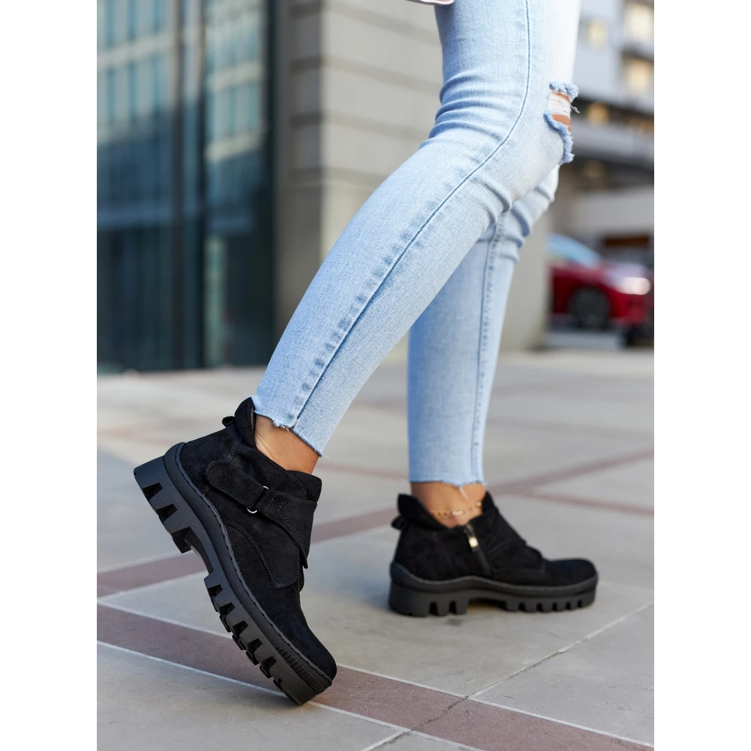 S.Barski Trappers Remgate En Daim Noir Avec Fermeture éclair Le Noir – Image 2