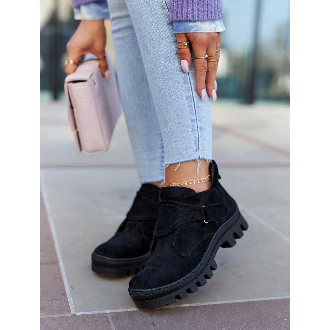 S.Barski Trappers Remgate En Daim Noir Avec Fermeture éclair Le Noir – Image 3