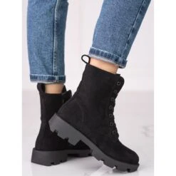 Sacs Femme En Daim Noir à Lacets Shelovet Le Noir