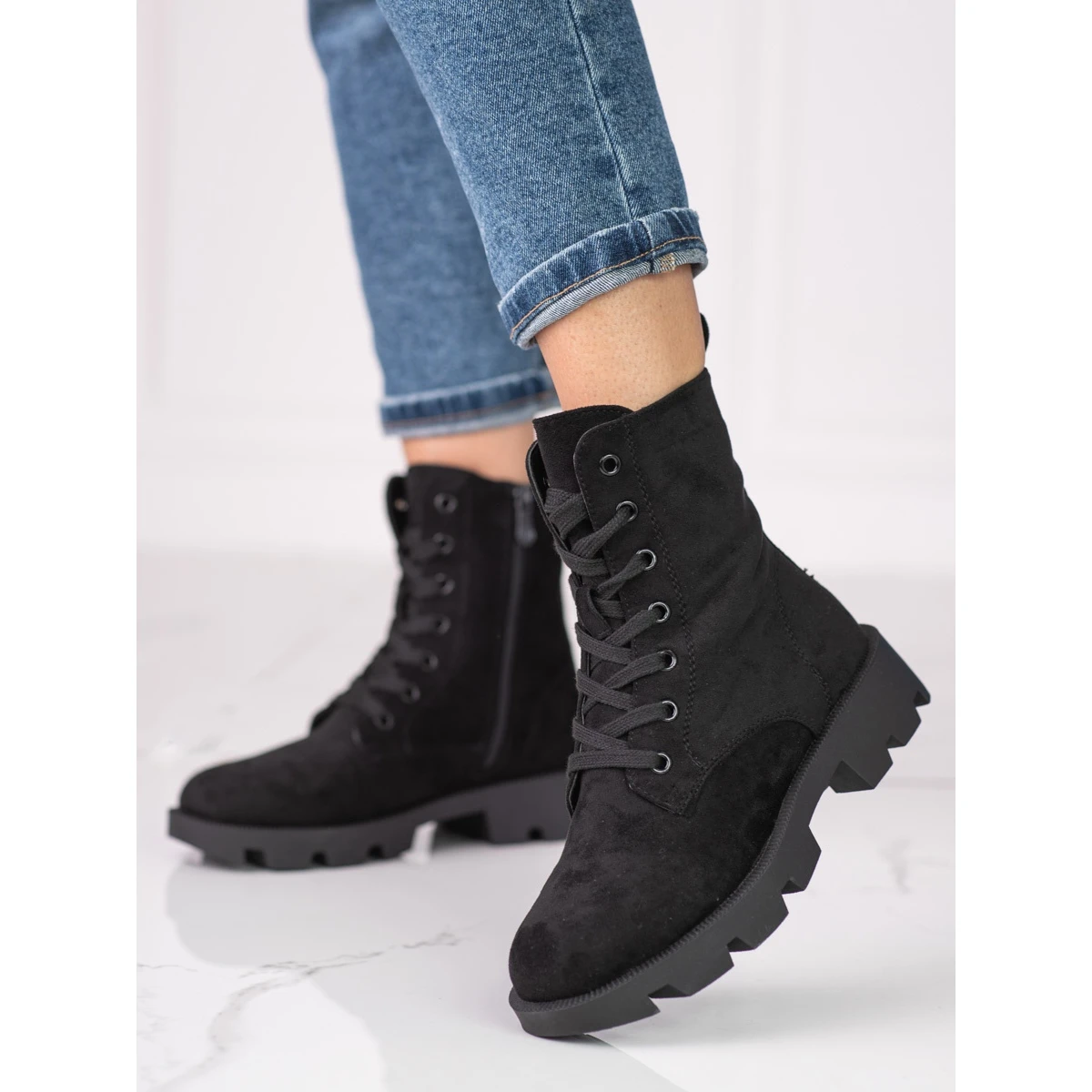 Sacs Femme En Daim Noir à Lacets Shelovet Le Noir – Image 2