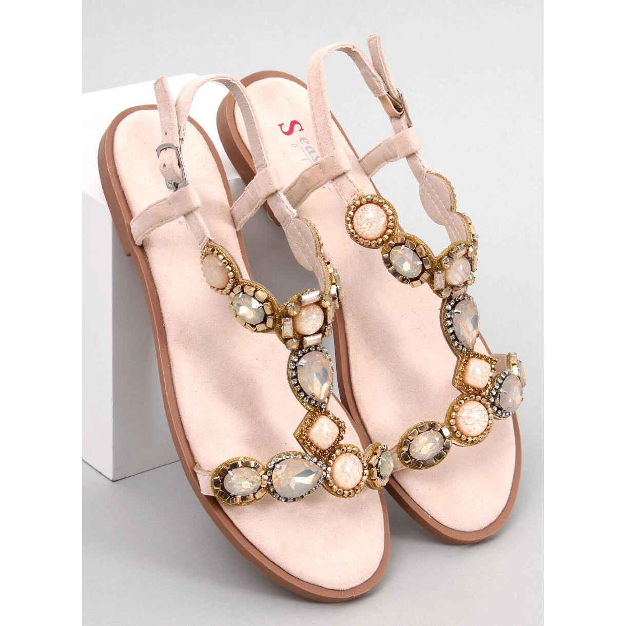 Sandales Avec Des Pierres De Jolene Beige – Image 5