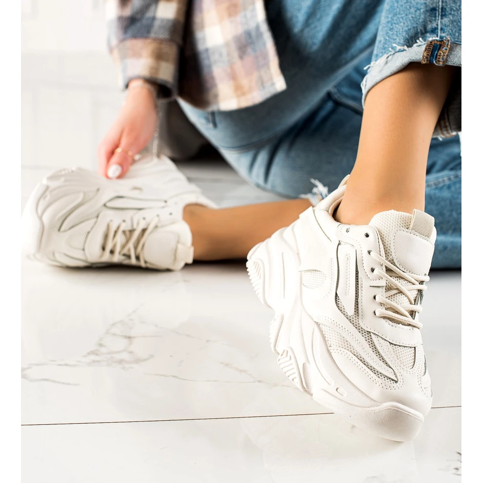 Seastar Baskets à La Mode Avec Maille Beige – Image 3