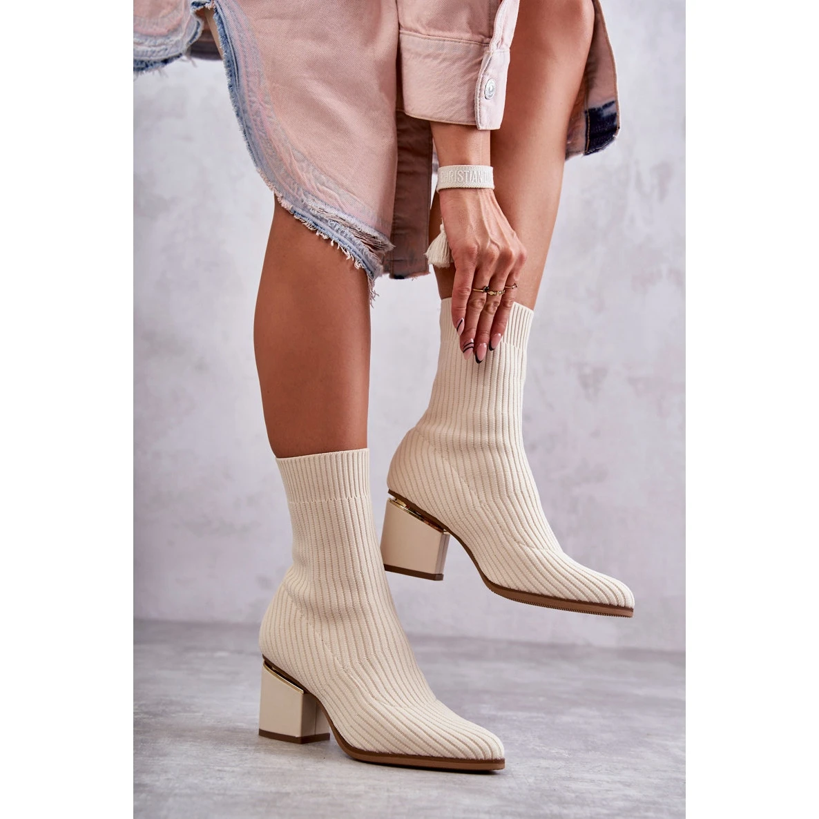 Seastar Bottes Femme Avec Chaussette Élastique Beige Carmon – Image 3