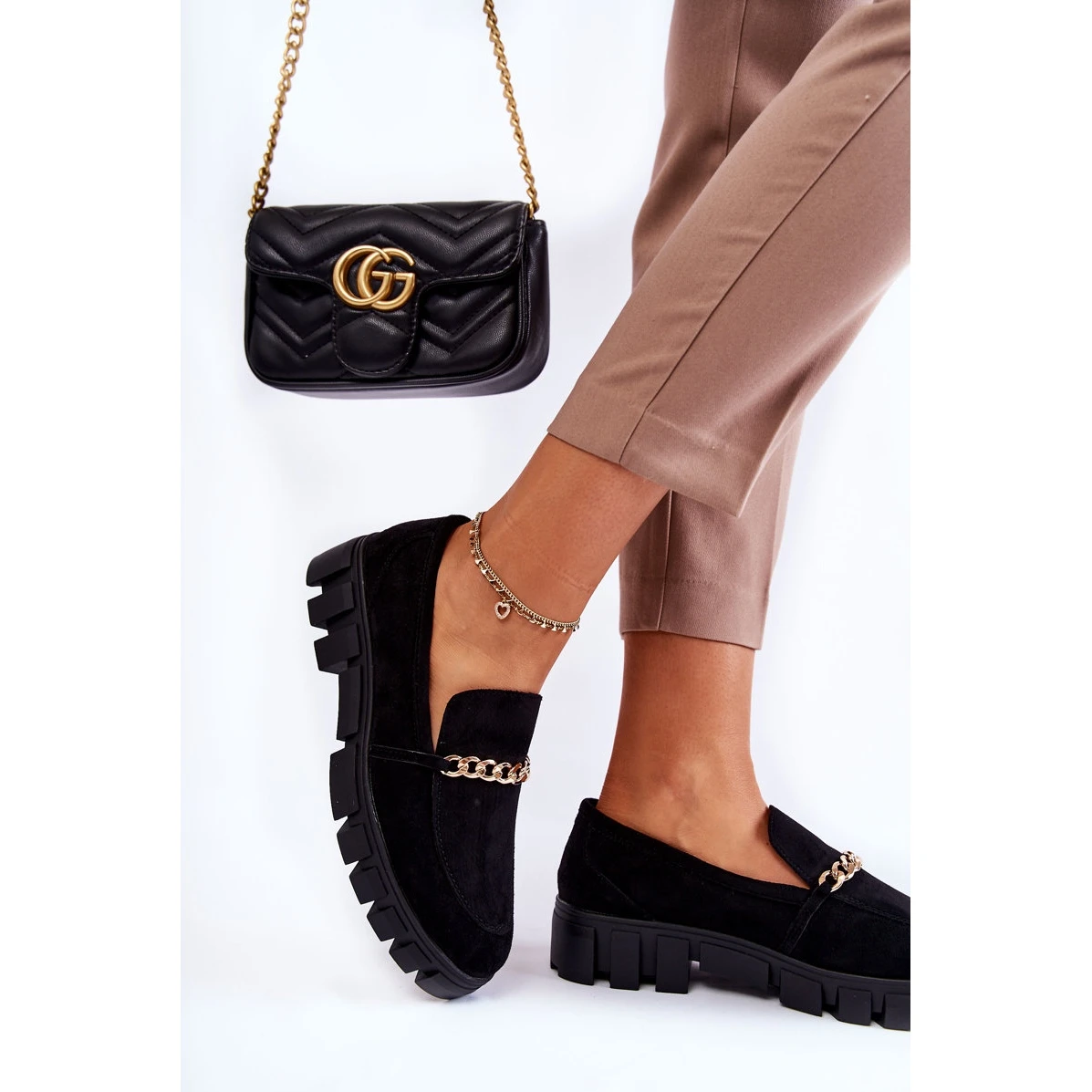 Sergio Leone Chaussures En Daim Avec Chaîne Noir Anne Le Noir – Image 4