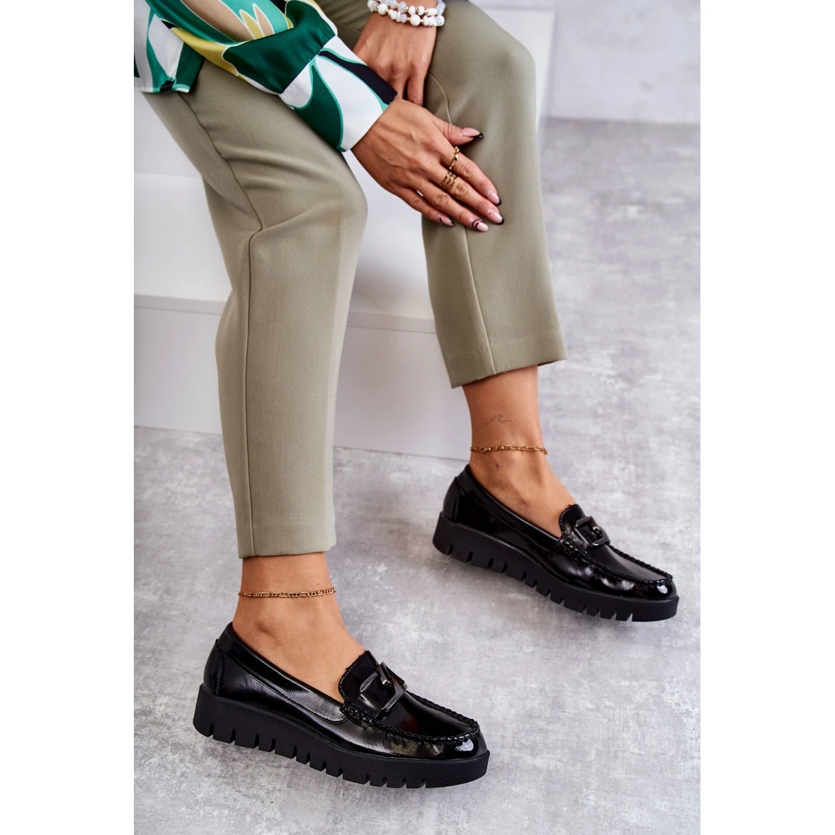 Sergio Leone Mocassins Laqués Sur La Plateforme Noire Kjersti Le Noir – Image 6