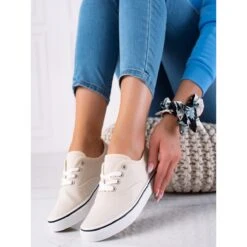 SHELOVET Baskets Femme Beige