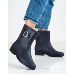 SHELOVET Boots En Caoutchouc Bleu Marine à Boucle