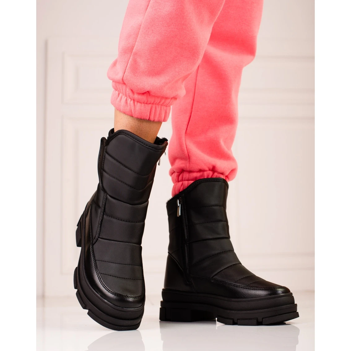 SHELOVET Bottes De Neige Pour Femmes Noires Avec Velcro De Sokolski Le Noir – Image 2