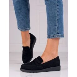 SHELOVET Chaussures Classiques En Daim Noir Le Noir